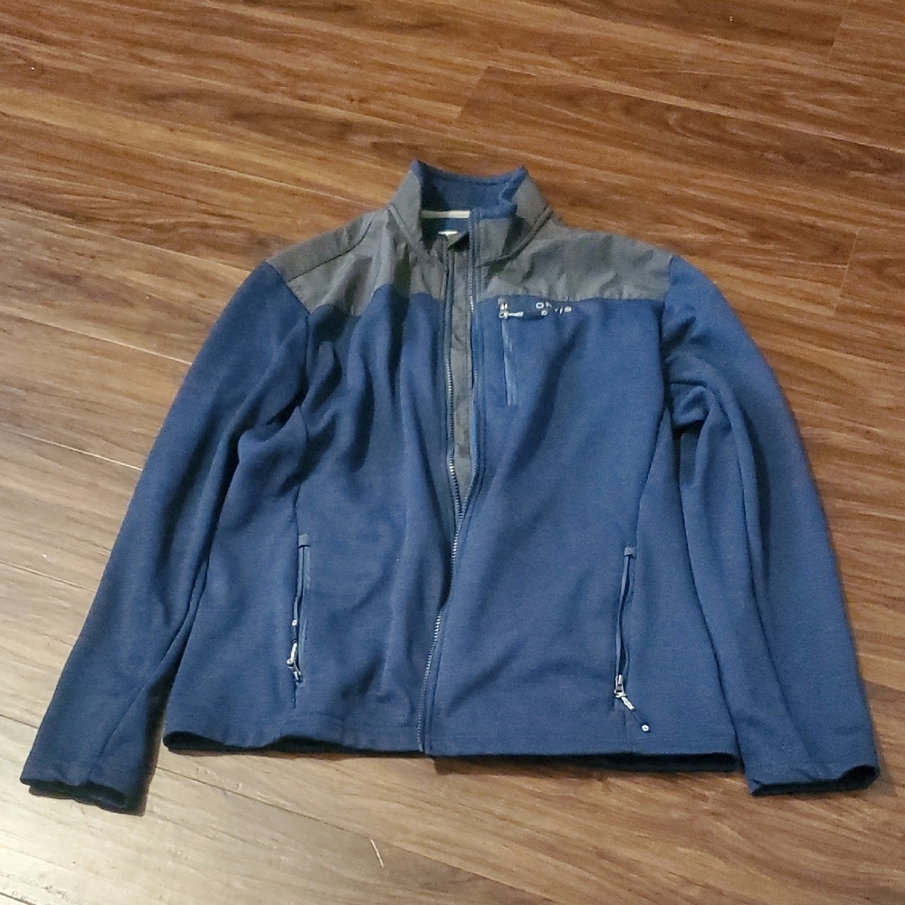 Orvis Navy and Charcoal Bonded Micofleece  Zip-Up  Jacket